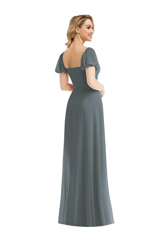Soft Chiffon Long Square Neck A-Line Semi Formal Evening Dress / Bridesmaid Dress Plymouth