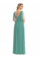 Soft Chiffon V-Back Long V-Neck Icelandic Silver A-Line Semi Formal Evening Dress / Bridesmaid Dress Plymouth
