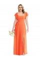 Soft Chiffon Open Back Long Square Neck A-Line Semi Formal Evening Dress / Bridesmaid Dress Plymouth