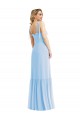 Soft Chiffon Long Spaghetti Straps Light Sky Blue A-Line Semi Formal Evening Dress / Bridesmaid Dress Plymouth