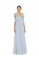 Soft Chiffon Low Back Long Spaghetti Straps Sea Glass A-Line Semi Formal Evening Dress / Bridesmaid Dress Plymouth