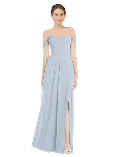 Soft Chiffon Long Off the Shoulder Sea Glass A-Line Semi Formal Evening Dress / Bridesmaid Dress Plymouth