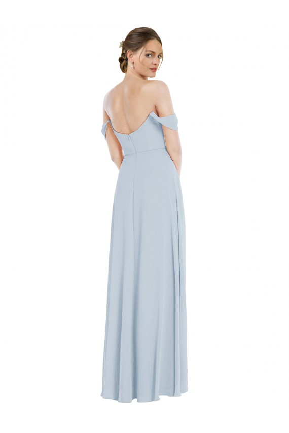 Soft Chiffon Long Off the Shoulder Sea Glass A-Line Semi Formal Evening Dress / Bridesmaid Dress Plymouth