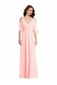 Soft Chiffon V-Back Long V-Neck Pink A-Line Semi Formal Evening Dress / Bridesmaid Dress Plymouth