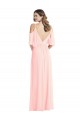 Soft Chiffon V-Back Long V-Neck Pink A-Line Semi Formal Evening Dress / Bridesmaid Dress Plymouth