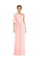 Soft Chiffon Long One Shoulder Pink A-Line Semi Formal Evening Dress / Bridesmaid Dress Plymouth