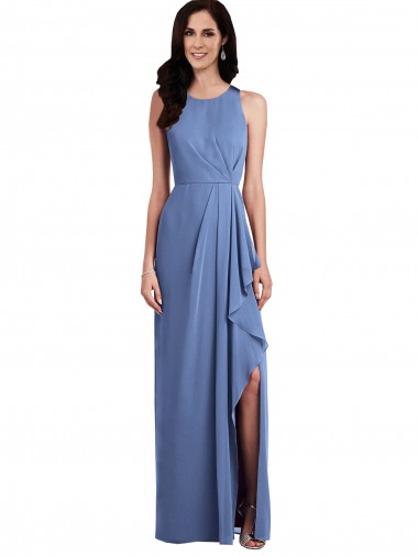 Soft Chiffon Keyhole Back Long Jewel Neck A-Line Bridesmaid Dress Plymouth