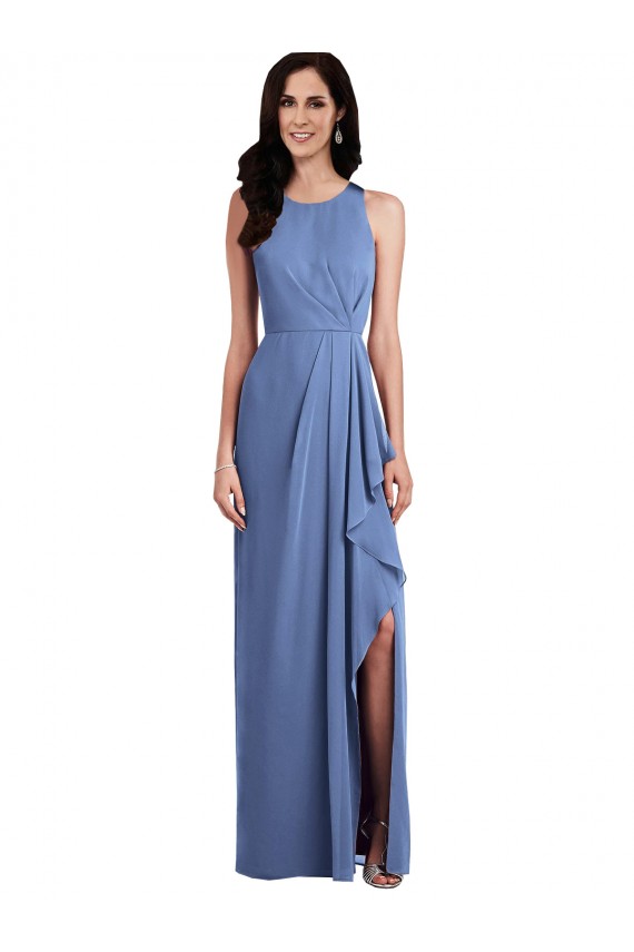 Soft Chiffon Keyhole Back Long Jewel Neck A-Line Bridesmaid Dress Plymouth