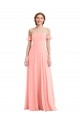 Soft Chiffon Long Off the Shoulder Salmon A-Line Semi Formal Evening Dress / Bridesmaid Dress Plymouth