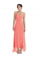 Soft Chiffon Long Spaghetti Straps A-Line High Low Bridesmaid Dress Plymouth