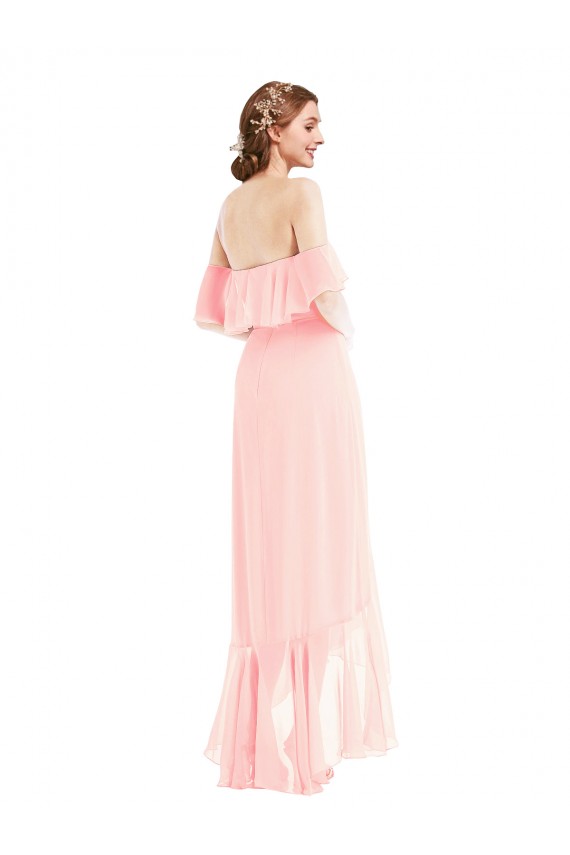 Soft Chiffon Long Off the Shoulder A-Line High Low Bridesmaid Dress Plymouth