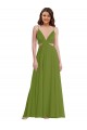 Soft Chiffon Open Back Long V-Neck A-Line Plus Size Evening Gown / Bridesmaid Dress Plymouth