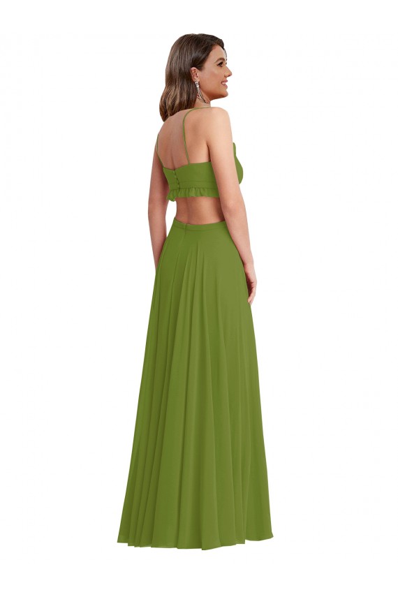 Soft Chiffon Open Back Long V-Neck A-Line Plus Size Evening Gown / Bridesmaid Dress Plymouth