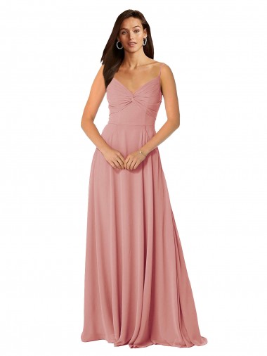 Lxue Chiffon V-Back Long V-Neck A-Line Bridesmaid Dress Plymouth