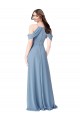 Soft Chiffon Long Off the Shoulder Dusty Blue A-Line Evening Dress / Bridesmaid Dress Plymouth