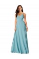 Soft Chiffon Long V-Neck Turquoise A-Line Bridesmaid Dress Plymouth