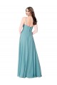 Soft Chiffon Long V-Neck Turquoise A-Line Bridesmaid Dress Plymouth