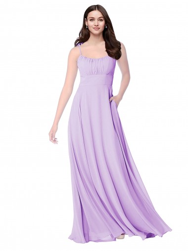 Soft Chiffon Long Scoop Neck A-Line Bridal Party Dress Plymouth