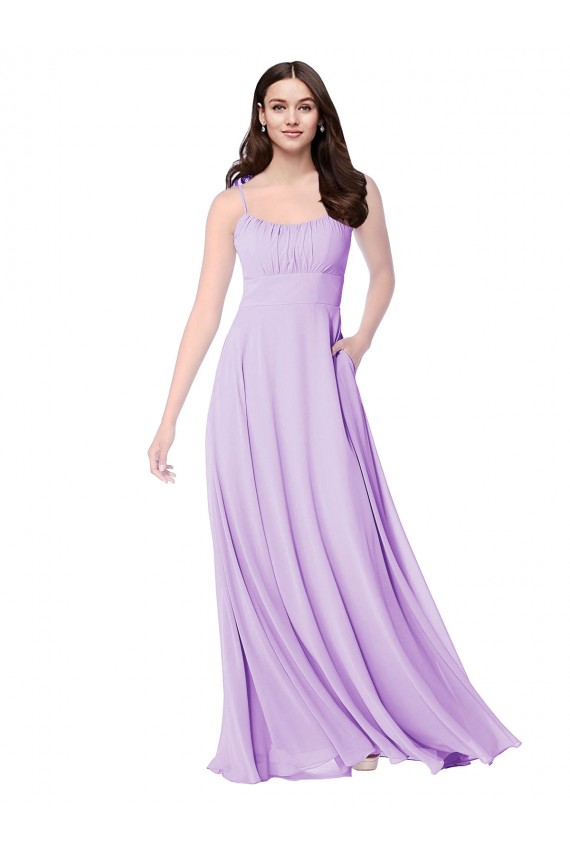 Soft Chiffon Long Scoop Neck A-Line Bridal Party Dress Plymouth