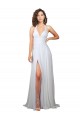 Soft Chiffon Low Back Sweep Train V-Neck A-Line Semi Formal Evening Dress / Bridesmaid Dress Plymouth