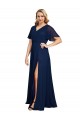 Soft Chiffon Long V-Neck A-Line Formal Plus Size Evening Gown / Prom Dress / Bridesmaid Dress Plymouth