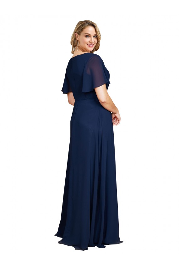 Soft Chiffon Long V-Neck A-Line Formal Plus Size Evening Gown / Prom Dress / Bridesmaid Dress Plymouth