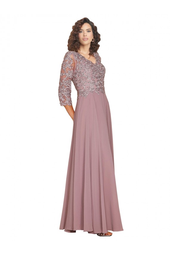 Soft Chiffon Long V-Neck A-Line Prom Dress / Bridesmaid Dress Plymouth
