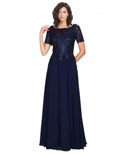 Soft Chiffon Long Round Neck A-Line Prom Dress / Bridesmaid Dress Plymouth