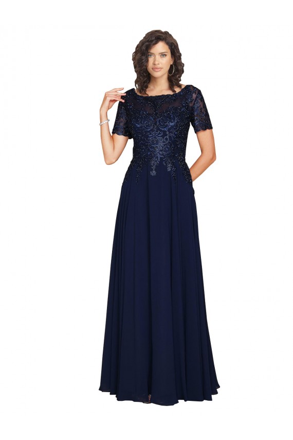 Soft Chiffon Long Round Neck A-Line Prom Dress / Bridesmaid Dress Plymouth