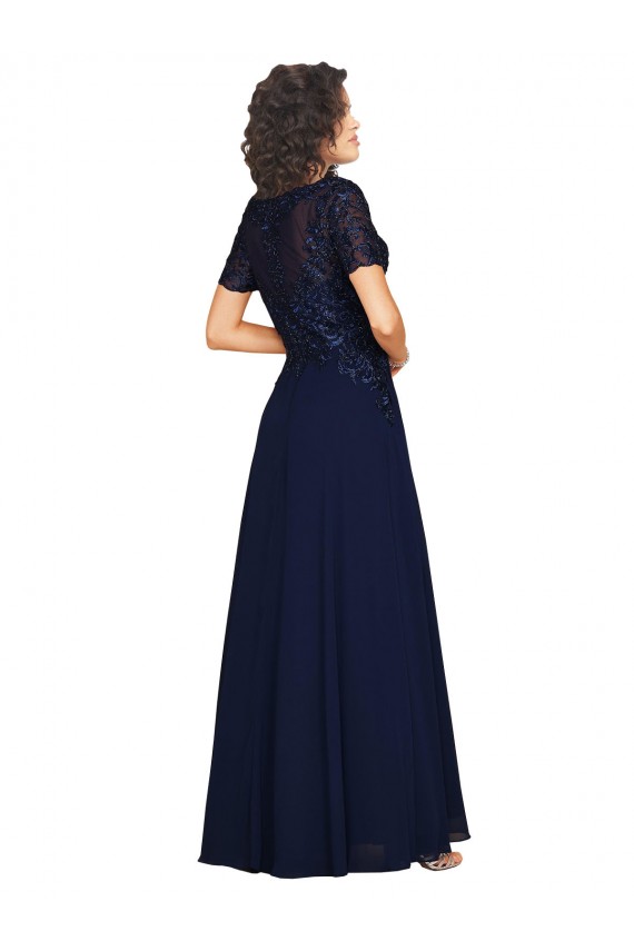Soft Chiffon Long Round Neck A-Line Prom Dress / Bridesmaid Dress Plymouth