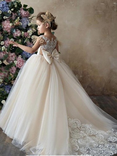 Tulle & Lace Chapel Train Sweetheart Ball Gown Flower Girl Dresses Plymouth