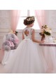 Tulle & Lace Keyhole Back Long High Neck Ball Gown Little Flower Girl Dresses Plymouth