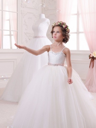 Tulle Chapel Train Sweetheart Ball Gown Flower Girl Dress Plymouth