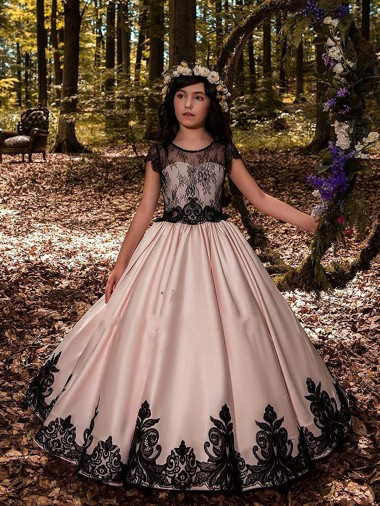 Satin & Lace Long Sweetheart Ball Gown Flower Girl Dress for Wedding Plymouth