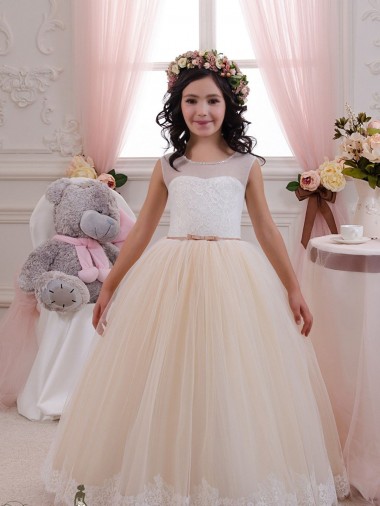 Tulle & Lace Long Sweetheart Ball Gown Flower Girl Dresses for Wedding Plymouth