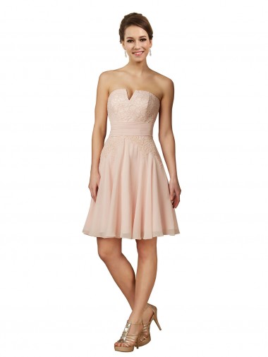 Soft Chiffon & Lace Knee Length Sweetheart A-Line Bridesmaid Dress Plymouth