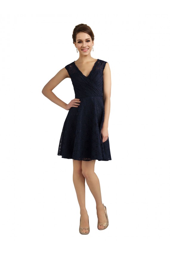 Lace Knee Length V-Neck A-Line Bridesmaid Dress / Evening Dress Plymouth