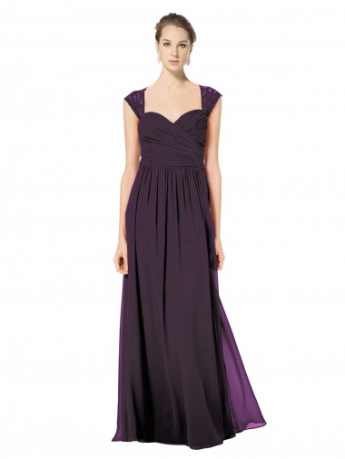 Soft Chiffon & Lace Keyhole Back Long Sweetheart A-Line Formal Dress / Bridesmaid Dress Plymouth