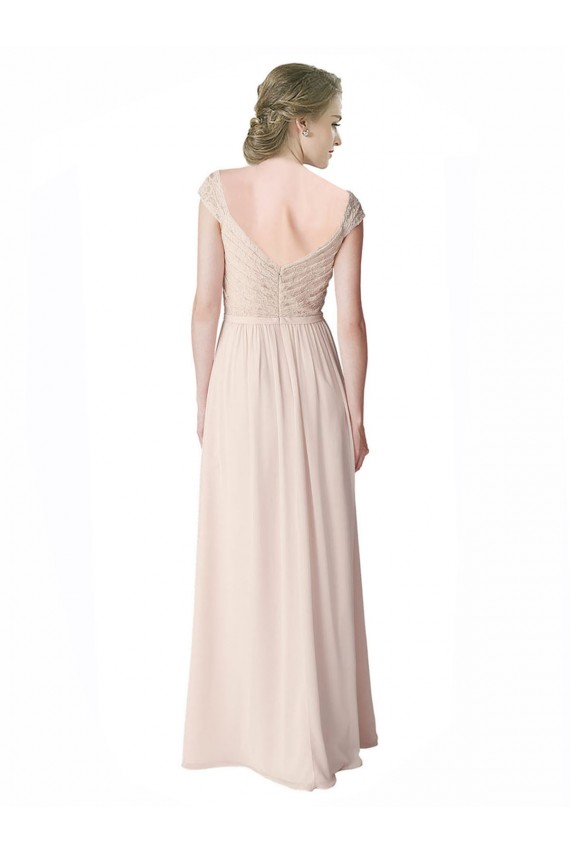 Soft Chiffon & Lace V-Back Long V-Neck Mint Green A-Line Bridesmaid Dress Plymouth