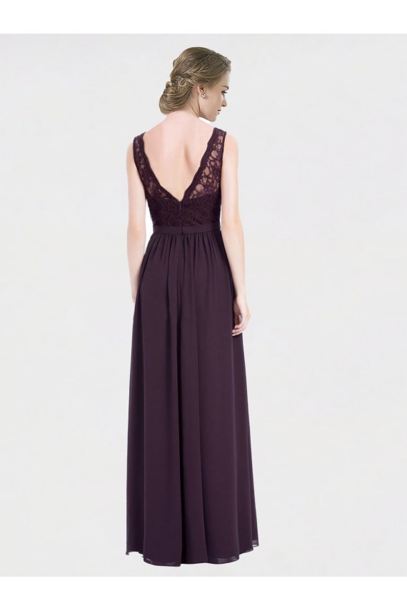 Chiffon & Lace V-Back Long V-Neck A-Line Bridesmaid Dress / Evening Dress Plymouth