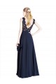 Soft Chiffon & Lace V-Back Long Illusion Neck A-Line Prom Dress / Bridesmaid Dress Plymouth