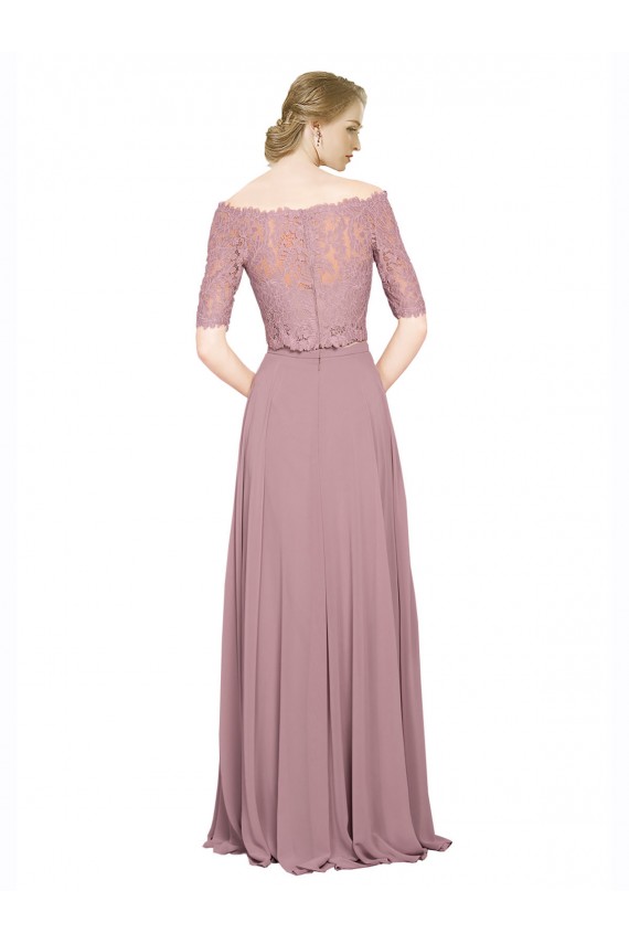 Soft Chiffon & Lace Long Off the Shoulder A-Line Prom Dress / Bridesmaid Dress Plymouth