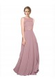 Soft Chiffon & Lace Long Illusion Neck A-Line Black Tie Prom Dress / Bridesmaid Dress Plymouth