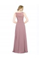 Soft Chiffon & Lace Long Illusion Neck A-Line Black Tie Prom Dress / Bridesmaid Dress Plymouth