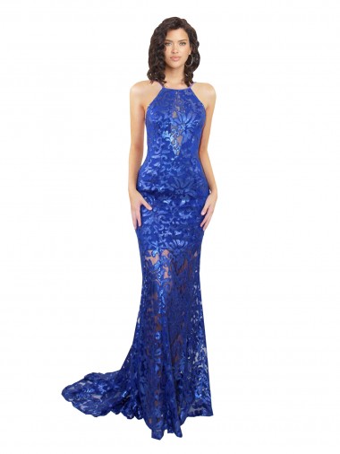 Lace Open Back Long High Neck Mermaid Semi Formal Evening Dress / Prom Dress / Bridesmaid Dress Plymouth