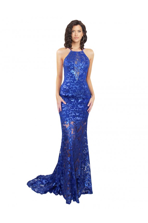 Lace Open Back Long High Neck Mermaid Semi Formal Evening Dress / Prom Dress / Bridesmaid Dress Plymouth