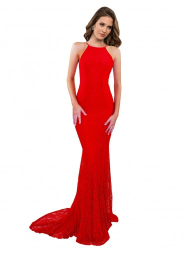 Lace Open Back Long High Neck Mermaid Evening Gown / Prom Dress / Bridesmaid Dress Plymouth