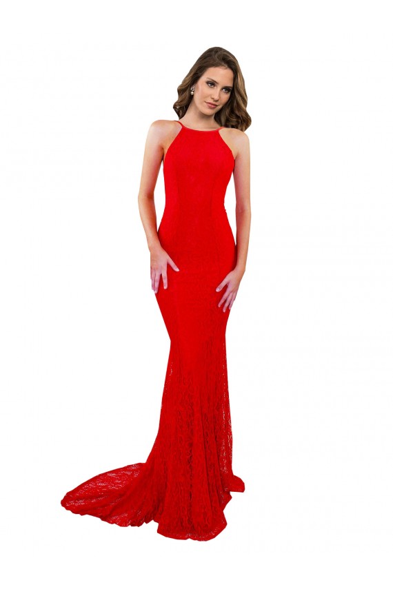 Lace Open Back Long High Neck Mermaid Evening Gown / Prom Dress / Bridesmaid Dress Plymouth