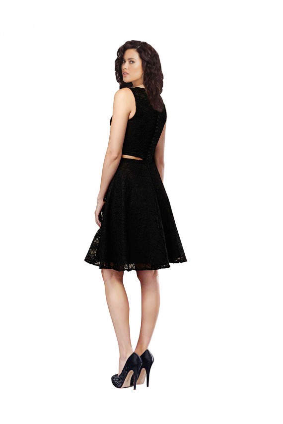 Lace Knee Length Jewel Neck A-Line Bridesmaid Dress Plymouth