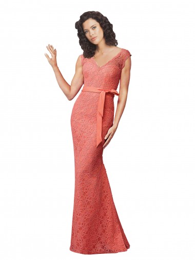 Lace Open Back Long V-Neck Mermaid Bridesmaid Dress Plymouth